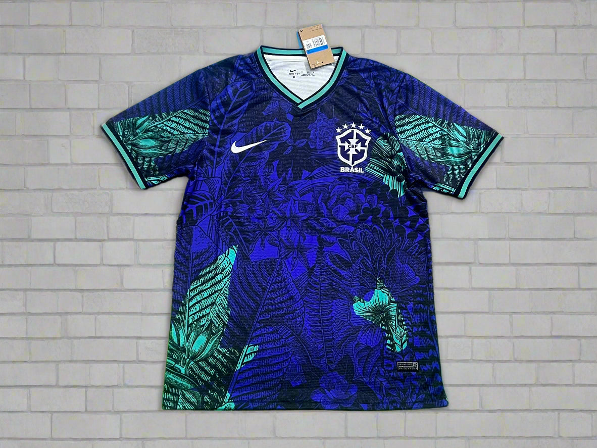 BRAZIL tropical flowers blue/green edition